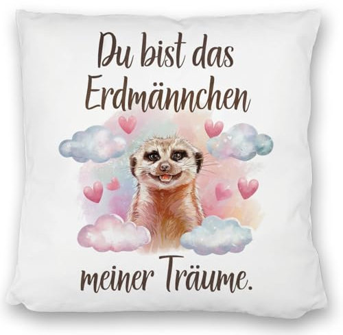 speecheese Erdmännchen meiner Träume Kissen satiniert Lustiges DekoKissen satiniert für Tierliebhaber