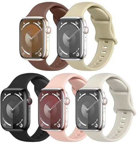 OFFCUP 5 Piezas Correas de Silicona Compatible Con Correa Apple Watch 44mm 45mm 49mm 42mm, Pulsera Sport Correa para iWatch Series 10 9 8 7 SE 6 5 4 3 Ultra 2, Mujere Hombre