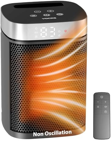 Portable Ceramic Space Heater, Three Modes, 1-12H Timer, Remote Control, Safety Protection, Lightweight and Portable, Suitable for Bedroom and Office
