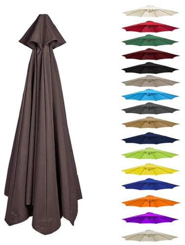 Toldo De Recambio De Sombrilla 6 Varillas/8 Varillas, Cubierta De Repuesto para Paraguas, Impermeable, Anti-Ultravioleta, Poliéster, 300cm 350cm 200cm 230cm 250cm 270cm 280cm(Coffee,6 Ribs: 250CM)