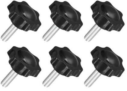 6Pcs Black M8 x 25mm Thread Clamping Knob,Hex Star Knurled Thumb Screw Knobs,Tightening Screws Nuts Knob,6 Star Hand Knob,Knobs and Hand