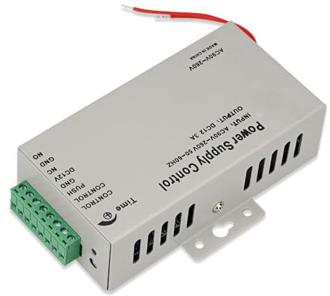 Fredorlokk Fuente de Alimentación para Control de Acceso K80, 12V DC/3A, 90-260V AC, con Retardo de Tiempo