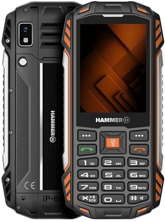 Hammer H Power Plus LTE Outdoor Handy ohne Vertrag, 4000mAh Akku, 128MB Memory, 64MB RAM, 2,8 IPS Display, große Tasten, Taschenlampe, 2 MP Kamera, FM-Radio, USB-C, Dual SIM Nano, Schwarz