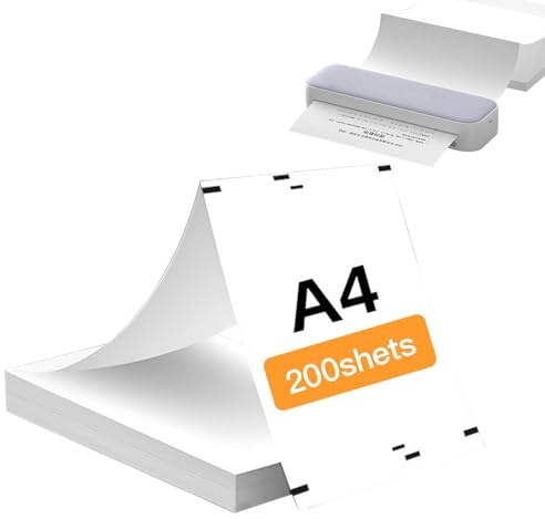 Dulynva 200 Blatt Thermopapier A4 Thermodrucker Papier Schnelltrocknendes Thermo Drucker Papier Thermal Paper Kompatibel mit den Meisten A4 Thermodruckern für Datei Dokumenten Fotos