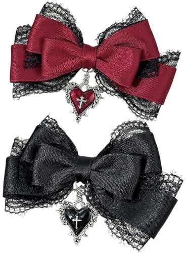 Hrippy 2 Stück Gothic-haarspangen Schleife, Ideal Für Halloween, Cosplay Und Andere Anlässe.