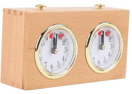 TOPINCN Schachuhr Analog Timer Retro Holz Mechanische Werkzeuge für Brettspielliebhaber Kiefernholz