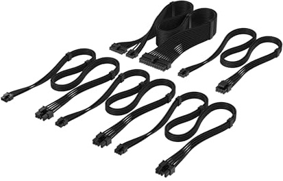 Corsair Elite Premium Starter-Kit mit Typ 5-Netzteilkabeln – Schwarz | Einzeln Ummantelten, Flache Kabelkämme, Dreilagiges Mesh-Paracord, Kompatibel Netzteilen mit Typ 5-Kabeln