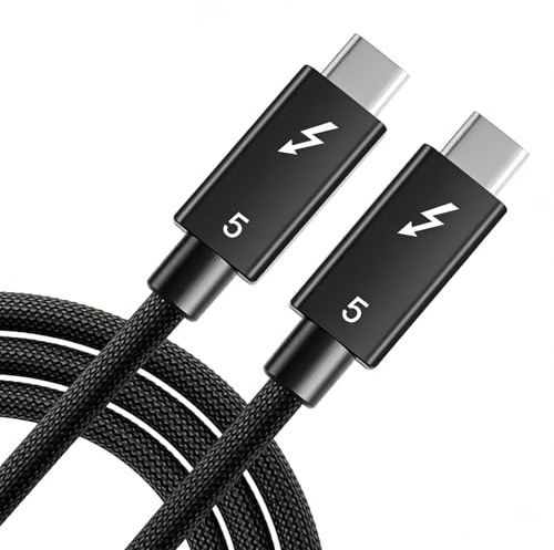 Thunderbolt 5 Kabel, [Intel-zertifiziert] 80Gbps Thunderbolt 5 Kabel mit 240W Schnellladen, 16K/8K Display, bis zu 120Gbps Videobandbreite für für MacBook, Laptop, Monitor, Dockingstation(1,5m)