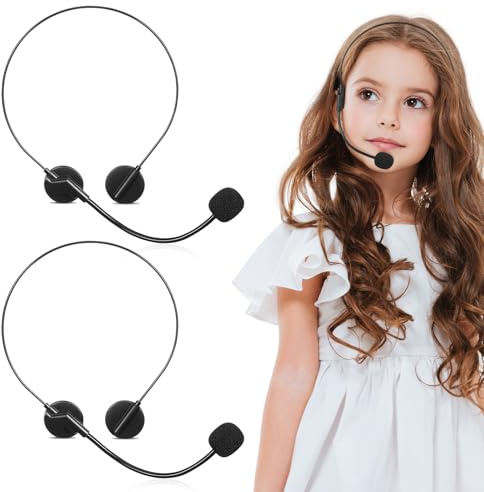 Gadpiparty 2Pcs Kids Star Headset with Fake Microphone, Singer Cosplay Prop Pretend Play Toy for Party Stage