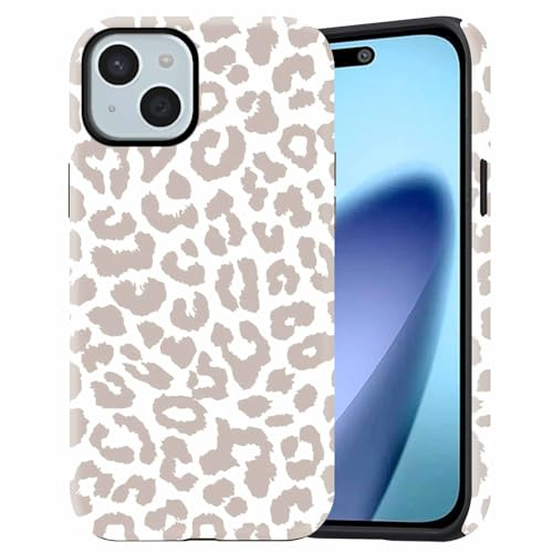 Dahimomo Cute Case for iPhone XR 6.1, Leopard Print Girly Aesthetic Dsign Pattern, Shockproof Slim Soft TPU and Hard PC Frosted Double Protective Cover for Girl Women, White