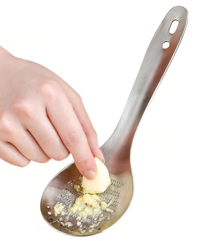 Stainless Steel Ginger Grater Spoon, 8.6-Inch Heavy-Duty Rasp, Professional Handheld Hardware, Polished Culinary Tool with Modern Style, for Garlic and Nutmeg Chocolate Lemon