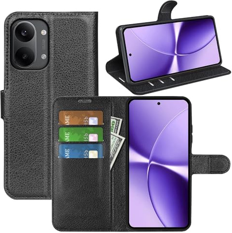 Wigento Klapphülle für Xiaomi Poco X8 Pro Max 5G, Kunstleder Wallet Hülle, Kartenfach, Standfunktion, stoßfest, präzise Aussparungen Handyhülle (Schwarz)