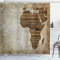 ABAKUHAUS Africain Rideau de Douche, Carte Planche en Bois, Tissu Ensemble de Décor de Salle de Bain avec Crochets, 175 cm x 200 cm, Tan et Brown Umber