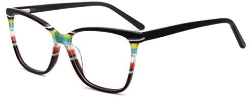 RICH MODE Übergroße mehrfarbige graue Brille nicht verschreibungspflichtiger optischer Acetatrahmen für Frauen und Mädchen