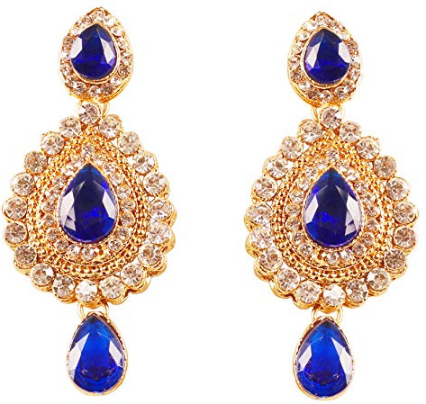 Touchstone - Boucles d'oreilles style indien de Bollywood, bijoux en cristal au ton or antique à motif de poisson courbé, pour femme
