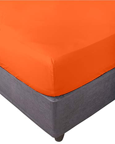Miracle Home Spannbettlaken, bequem, Anti-Pilling Weiches und bequemes elastisches Spannbetttuch, 50% Baumwolle 50% Polyester, Orange. 180 x 200