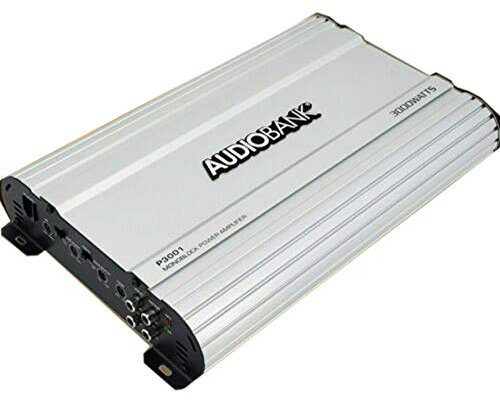 Audiobank Monoblock P3001 - Amplificador estéreo de audio para coche, 3000 vatios, clase AB, disipador de calor de aleación de aluminio resistente, funcionamiento de clase A-B, circuito de