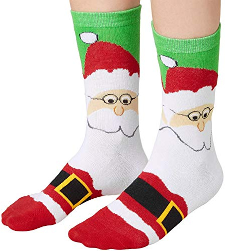 dressforfun 900856 Unisex Weihnachts Socken mit Weihnachtsmann Motiv, atmungsaktiv, grün rot weiß - diverse Größen - (39-42 | Nr. 303503)