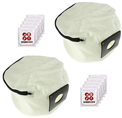 SPARES2GO 2 x Reusable Washable Cloth Zip Up Bags for Numatic Henry Hetty James etc Vacuum Cleaner + Freshener Tabs