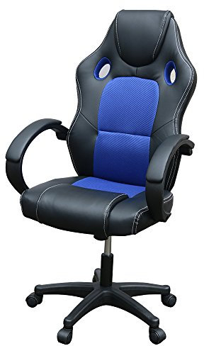 Gaming Chair, Racing Style Office High Back Ergonomic Conference Work Chair Reclining Computer PC Swivel Desk Chair with Lumbar Support&Adjustable Task Gas lift PU Leather (Blue)
