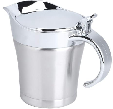 Sauciere, Edelstahl Doppelwandige Sauciere, Sauciere Aus Edelstahl Mit Klappdeckel, Doppelt Isolierter Saucenkrug, Doppelwandige Isolierte Sauciere Topf Servierkanne Eimer Für Tomatensaft Soße