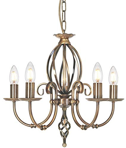 Casa Padrino Barock Kronleuchter Antik Messingfarben Ø 47 x H. 45 cm - Eleganter Wohnzimmer Kronleuchter - Kronleuchter im Barockstil