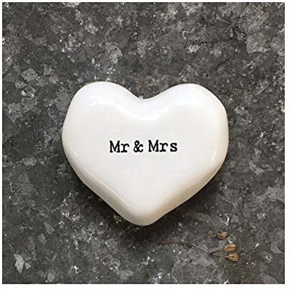 East of India White Heart Token - Mr & Mrs