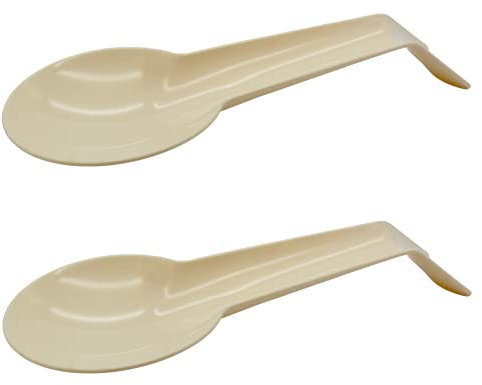 2x Beige Kochlöffelablage Schneebesenablage aus Kunststoff Löffelablage Küchen Utensilien Ablage für Küchenhelfer