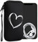 kwmobile Handytasche für Smartphones XL - 6,7/6,8 - Neopren Handy Tasche Hülle Cover Case Schutzhülle - Herz Brush Weiß Schwarz - 17,2 x 8,4 cm Innenmaße