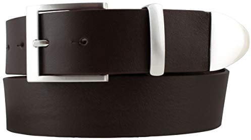 BELTINGER Gürtel aus Vollrindleder mit Spitze/Schlaufe aus Metall 4 cm | Jeans-Gürtel Damen Herren 40mm | Vollleder-Gürtel | Braun 130cm
