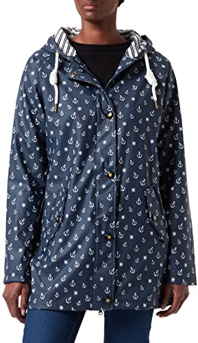 Ankerglut Damen Damen Friesennerz Regenmantel Regenjacke mit Kapuze Wasserdicht Wetterfest Windbreaker Übergangsjacke #Ankerglutzauber Regenjacke (1er Pack)