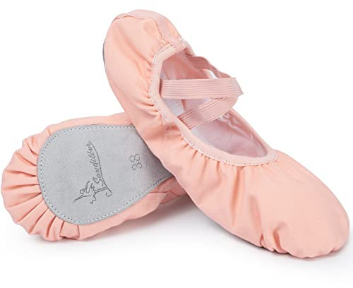 Soudittur Scarpe da Danza Classica e Moderna Antiscivolo Tela Scarpette da Ballerina Ginnastica Ballo Pantofole per Bambina Ragazze e Donna(Rosa, EU 28)