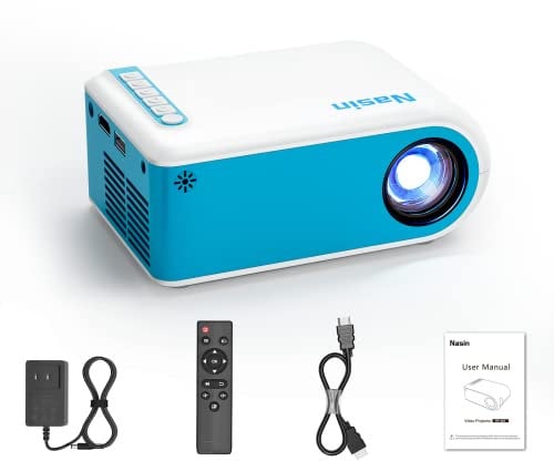 Mini Projecteur Nasin, Projecteur Cinéma Portable 1080P, Home Cinéma et Utilisation Extérieur, Compatible iOS, Android, Tablette, Ordinateur Portable, Clé TV, Type C, USB & HDMI, Projecteur Bluetooth