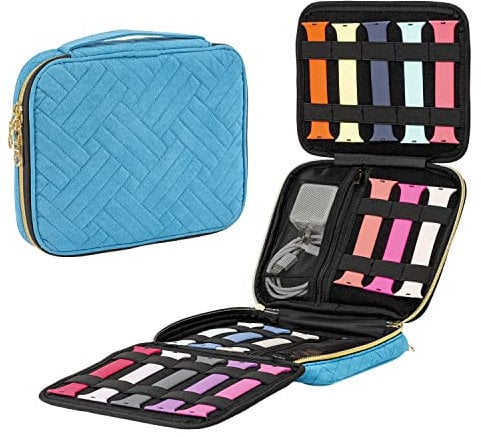 Eono Uhrenarmband Organizer, Erweiterbar Uhrenarmband Aufbewahrungstasche Hält 26 Riemen Wasserdicht Uhrenarmbänder Tasche für Uhrenarmbänder Uhren Stifte Ladekabel, Blau