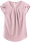 TASAMO Woman Shirts Basic Chiffon Round Neck Keyhole Back Pleated Casual Cap Sleeves Tee(Medium, Pink)