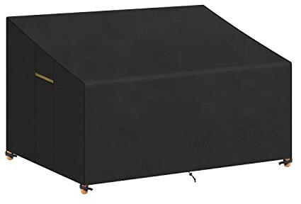 VANSHEIM 2-Seater Deep Lounge Sofa Cover, Outdoor Furniture Sofa Protector, Waterproof, Windproof, 160x99x61/89cm, Black