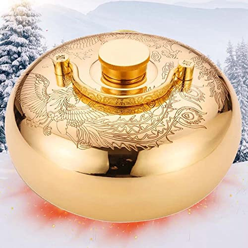 Verdickt Kupfer Wärmflasche Zur Schmerzlinderung Tragbar Hause Büro Handwärmer Wärmflaschen Für Unterleib Mit Bezug, 1L/1.5L/2L/3L (Color : Art Craft, Size : 2.0L)