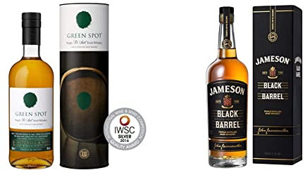 Green Spot Single Pot Still Irish Whisky with Gift Box, 70cl & Jameson Black Barrel Blended Irish Whiskey with Gift Box, 700ml