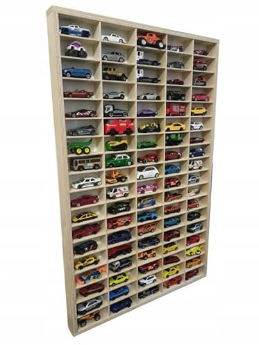 Generisch Étagère en bois pour voitures jouets 92 compartiments pour voitures jouets organisation collection enfants