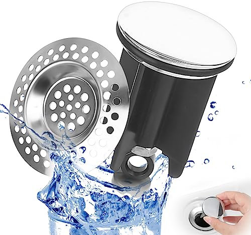 Waschbeckenstöpsel 40mm Badewannenstöpsel, Abflussstopfen inkl 1 x Abflusssieb, Rostfrei & Dicht Stöpsel Waschbecken für Handelsüblichen Waschbecken und Bidets