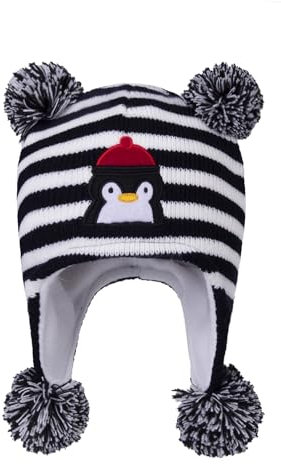 TOKYMOON Kleinkind Kinder Winter Hut Fleece gefüttert Beanie Hut für Baby Jungen Mädchen Baby Wintermütze Warmer Strickmütze Mütze mit Süße Bärenohren Winter Babymütze Schwarzer Pinguin L
