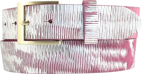 BELTINGER Gürtel aus Vollrindleder Metall-Optik 4 cm | Leder-Gürtel Metallic-Look mit goldener Gürtelschließe 40mm | Jeansgürtel für Herren 4cm | Fuchsia 85cm