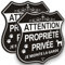 2 Pièce panneau attention au chien aluminium- Panneau propriété privée - Je monte la garde 20 x 20 cm - Plaque attention au chiens - Réfléchissant - Ashoaza défense d'entrer