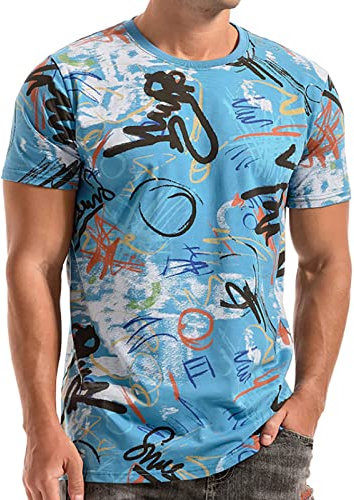 Generic Herren Mode Krawatte Dye T-Shirt Casual Print T-Shirt Graffiti T-Shirt Casual