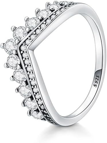 TOFBS Ringe für Damen Crown V-Form Ringe 925 Sterling Silber Cubic Zirconia Ring Freundschaftsringe Promise Rings Stapelbare Daumenring Schmuck Geschenk Für Frauen