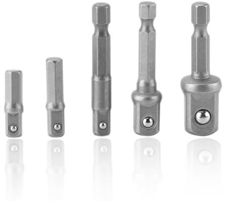 Lot de 5 adaptateurs de douille, Jeu de Forets pour écrou Hexagonal, Connecteur d'extension de support de foret, Adaptateur Douille pour perceuse et visseuse sans fil, douilles et porte-embouts