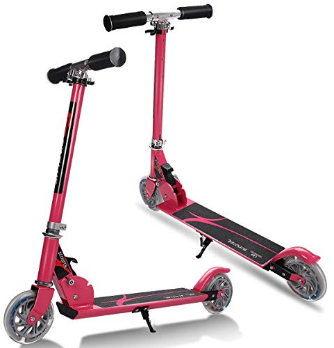 KOMFOTTEU Kinder Scooter mit LED Rädern, Kinderroller höhenverstellbar & Klappbar, Kickscooter Cityroller aus Aluminium, Tretroller kinderscooter für Kinder ab 4 Jahre