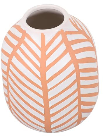 OUNONA Ceramic Flower Vase Für Trockenblumen Hydroponische Blumenvase Aus Keramik Mattweiß Mit Bunten Linien Dekorative Tischvase Für Wohnzimmer Und Büro Vielseitig Einsetzbar