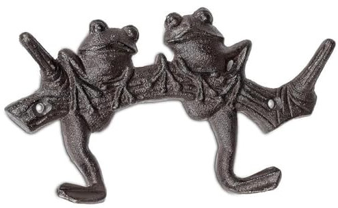 Abbott Collection Wandhaken Frogs auf Ast, Gusseisen, 17,8 cm, Dunkelbraun
