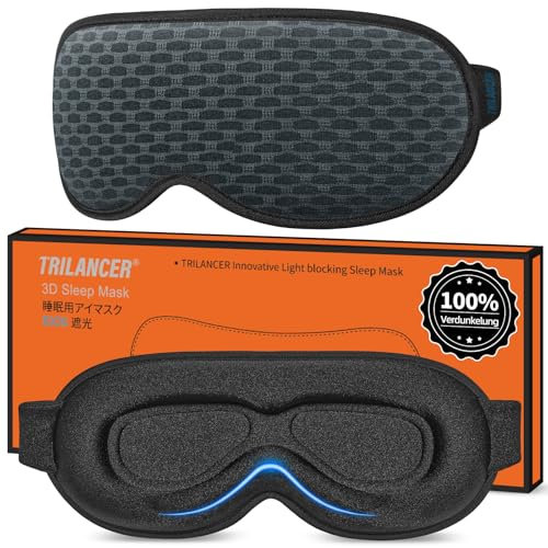 Augenmaske Schlafmaske Seitenschläfer,3D Schlafbrille Augenklappe für Herren Frauen bequem100% Licht Blockierende Augenbinde zum Schlafen Nickerchen,Meditation, Reisen, Flugzeug(Hellblauer Netzstoff)